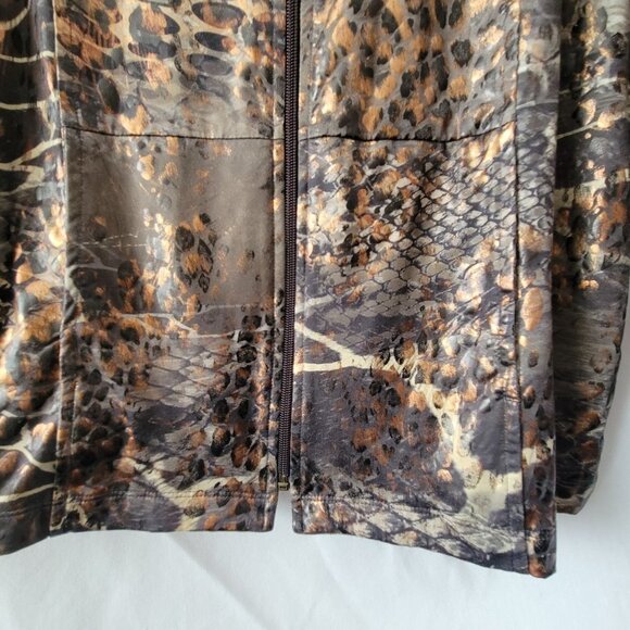 Susan Graver XS Zip up jacket blazer top snakeskin metallic liquid Knit QVC EUC - Picture 5 of 12